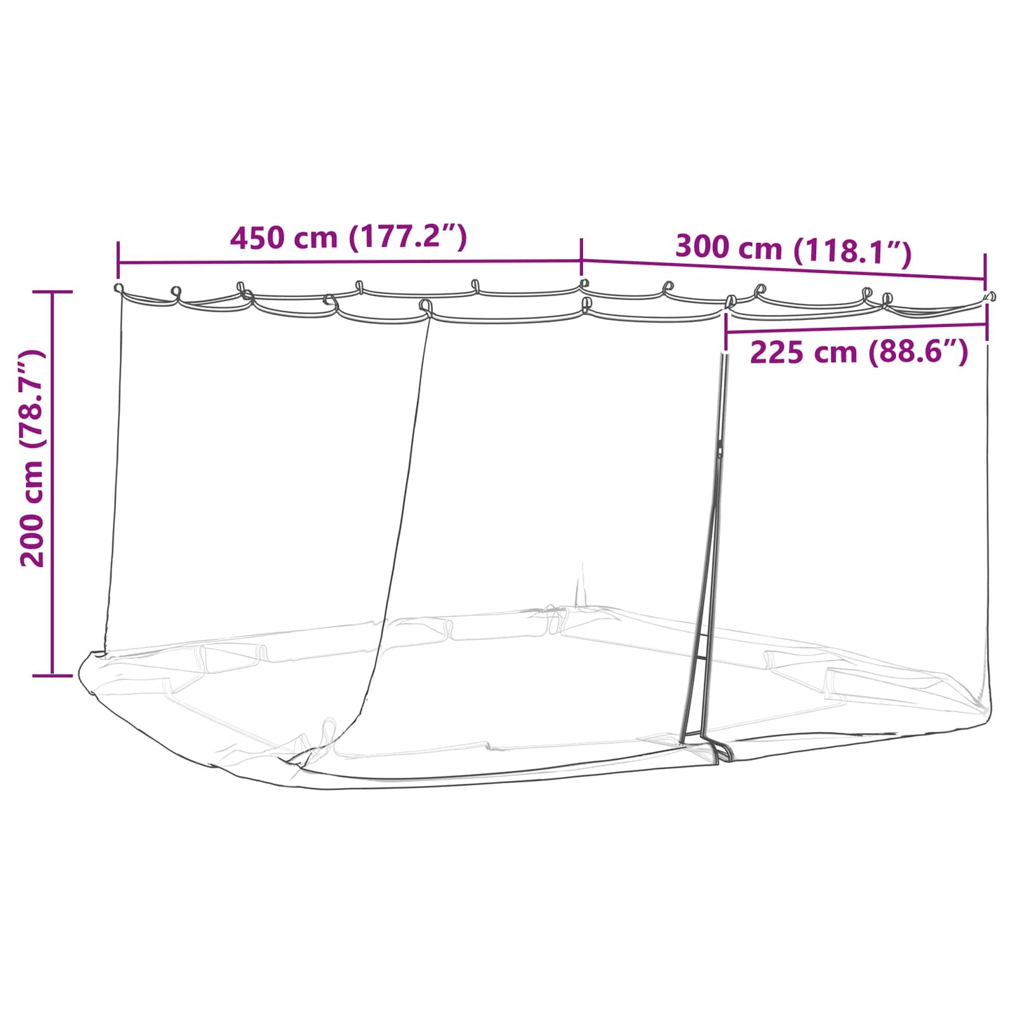 Moskito-Netz Für Pavillon 220 Mesh 4,5 X 3 X 2 M Polyester