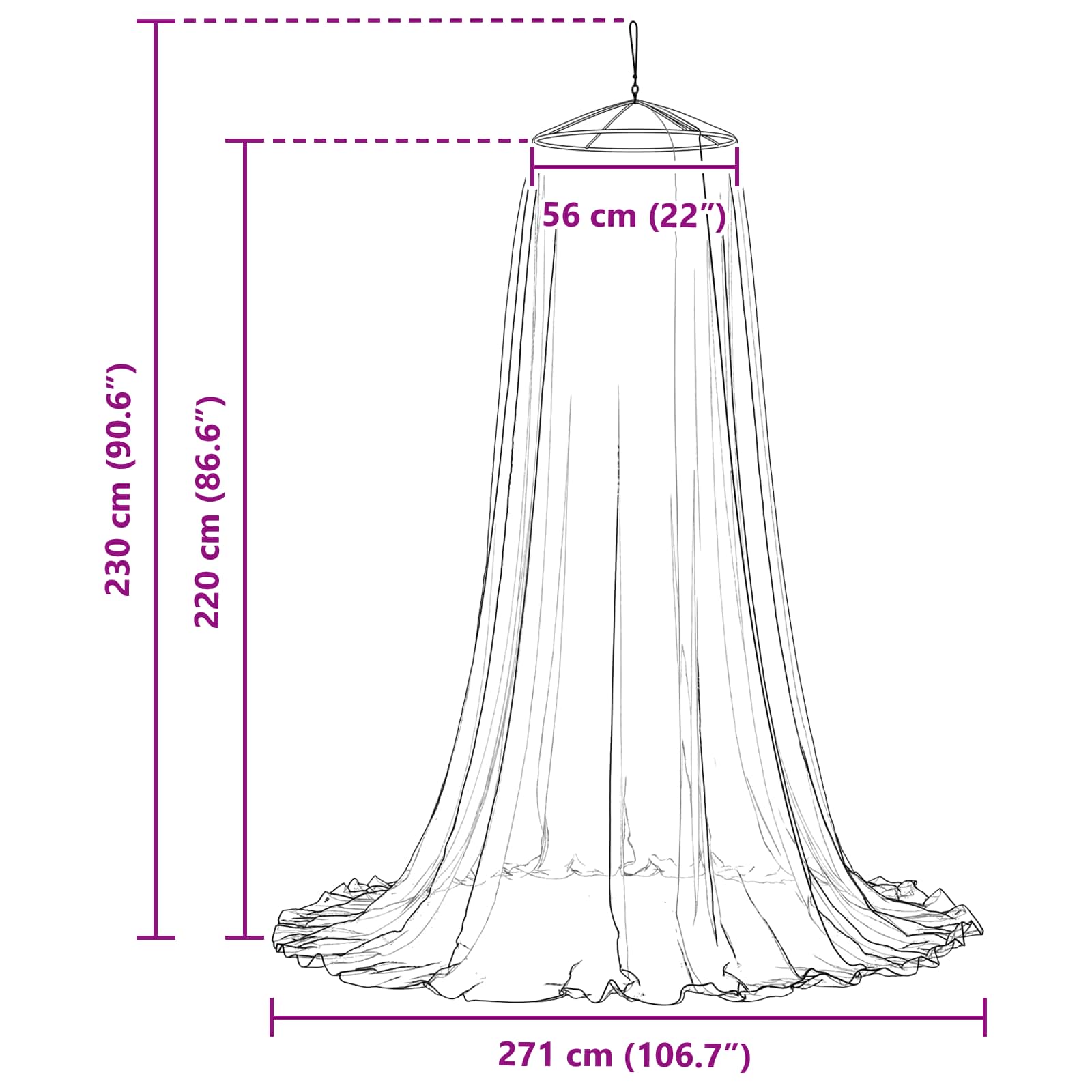 Moskito-Netz Für Das Bett 3 Stk. 156 Mesh ⌀56 X 220 Cm