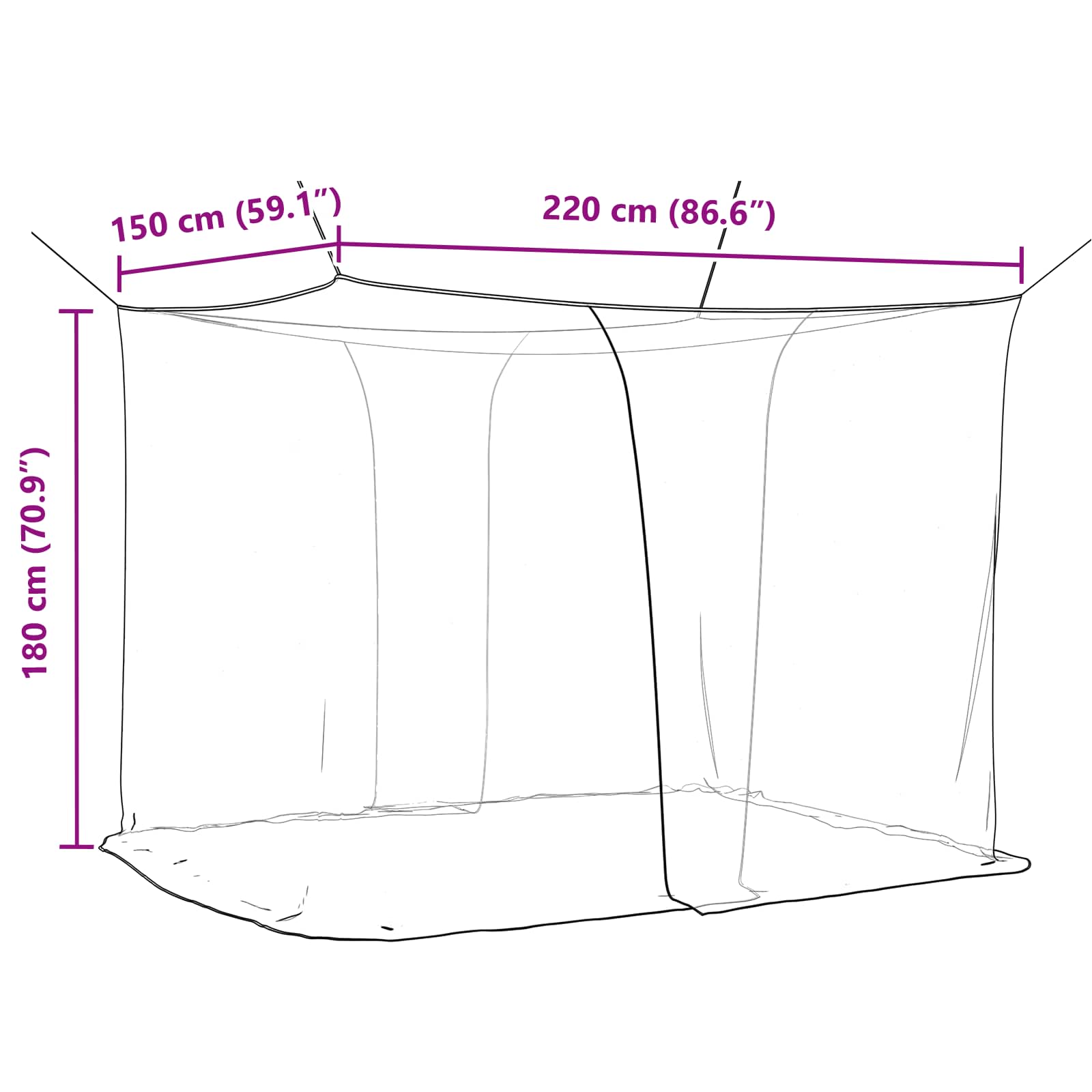 Moskito-Netz Für Bett 156 Maschen 3 Pcs Polyester