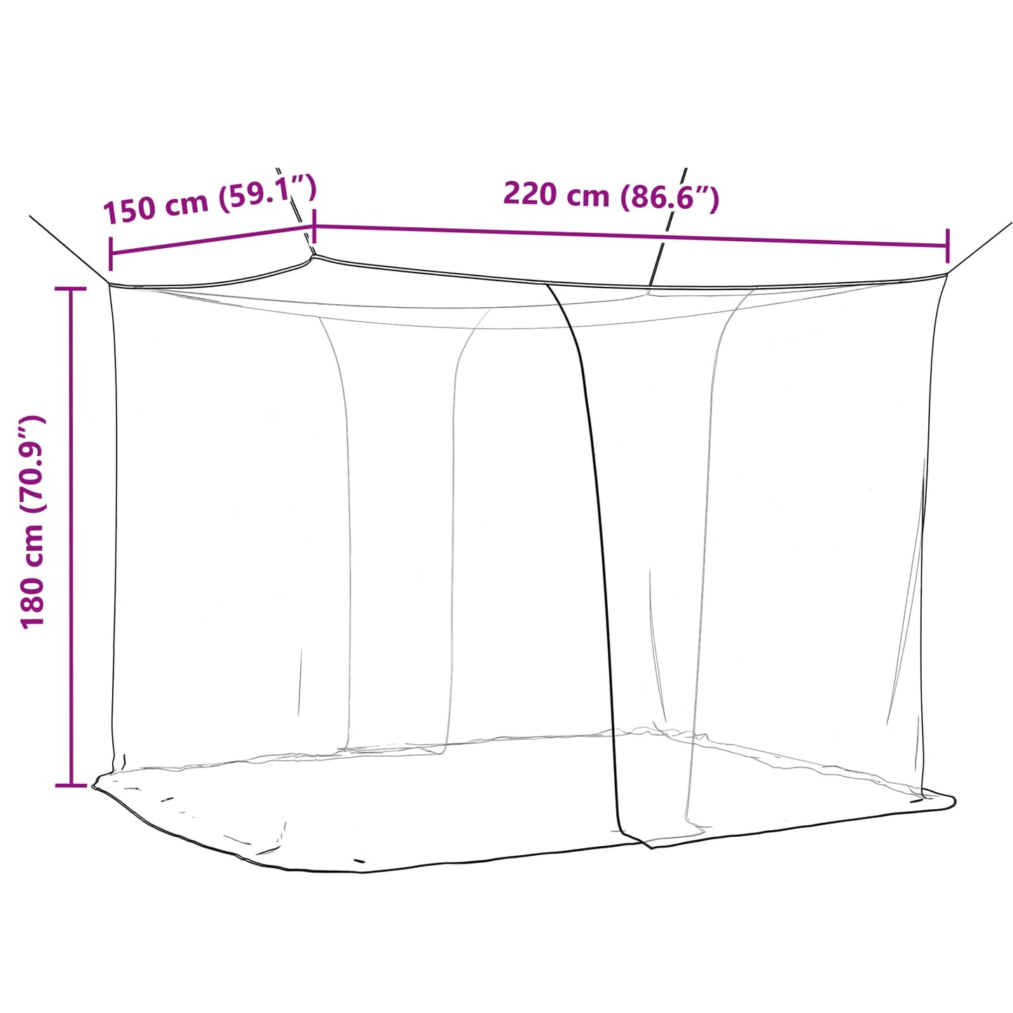 Moskito-Netz Für Bett 156 Maschen 3 Pcs Polyester