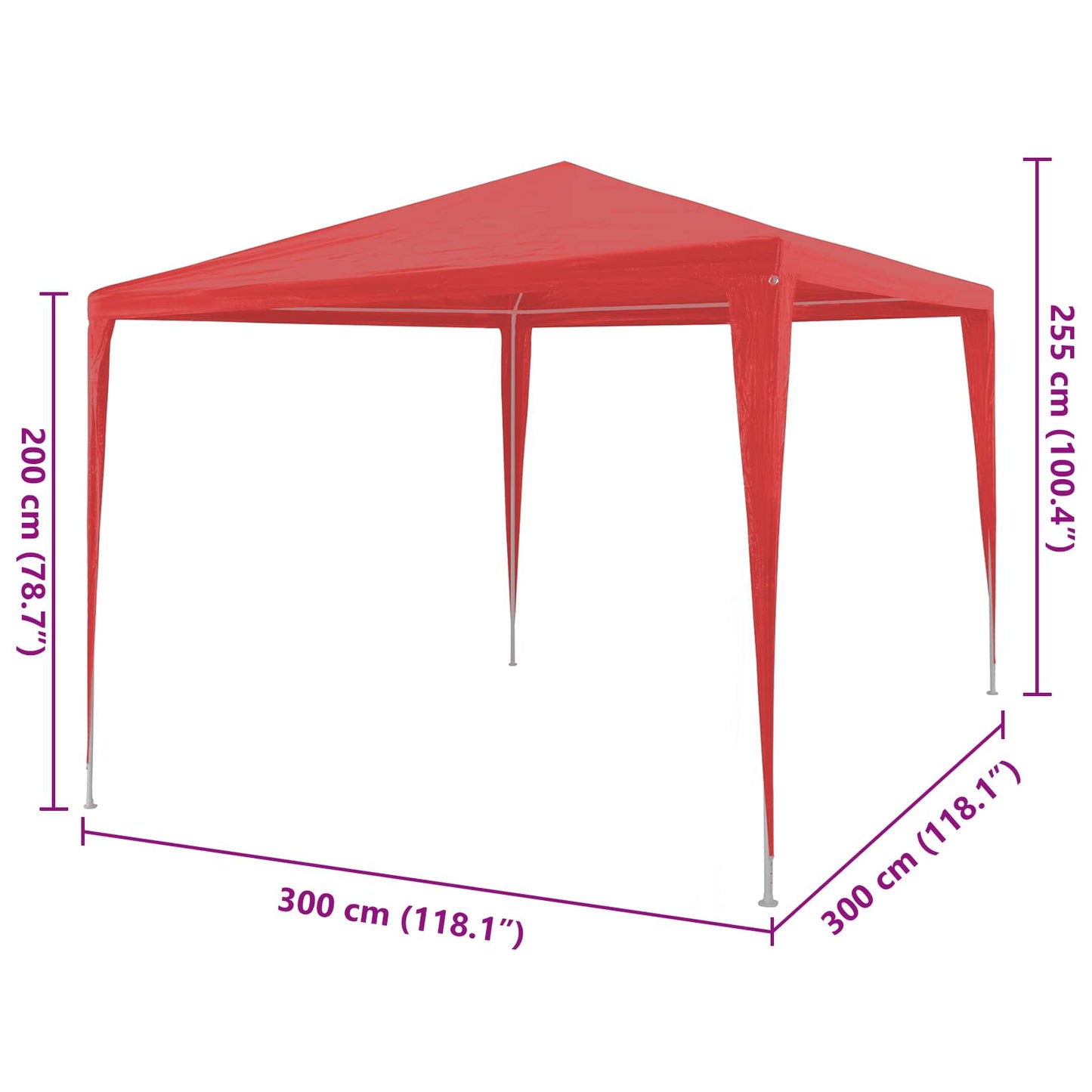 Partyzelt 300 X 300 X 255 Cm Pe Und Stahl
