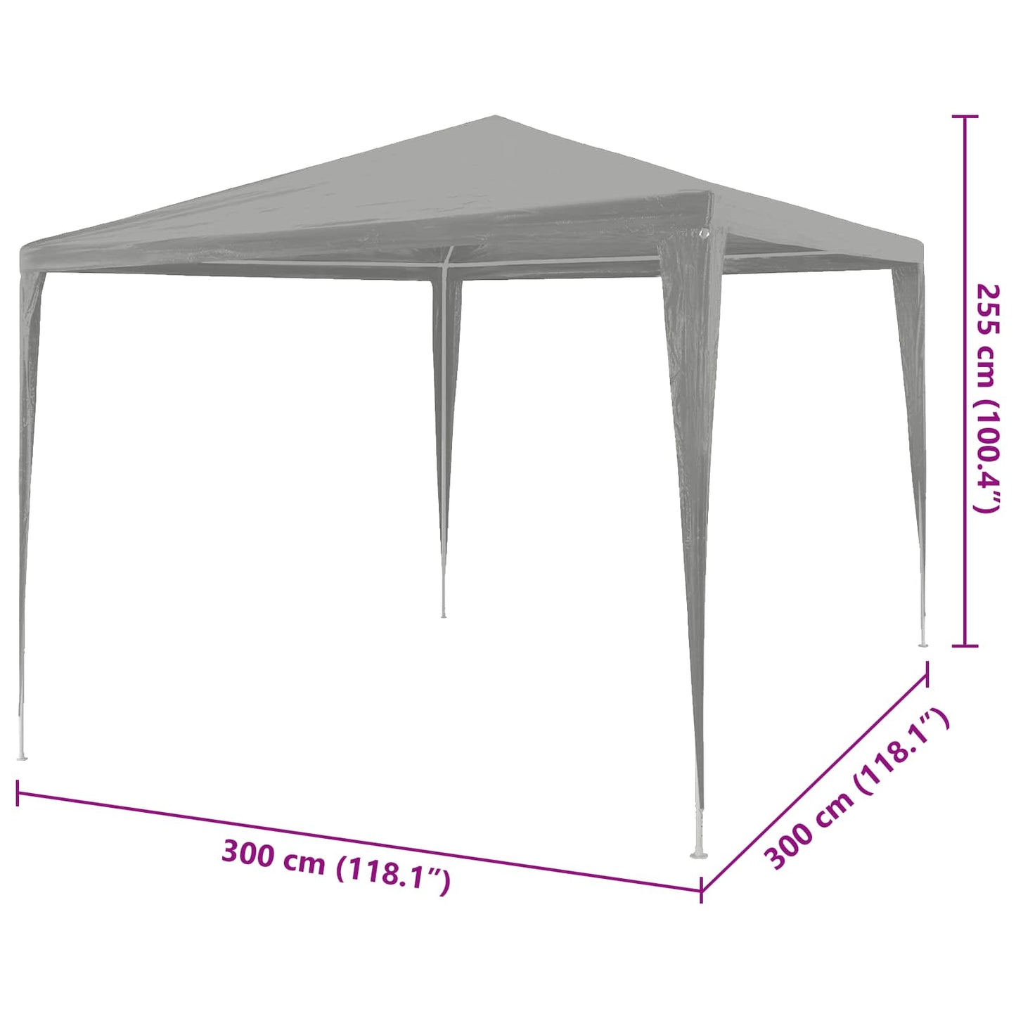 Partyzelt 300 X 300 X 255 Cm Pe Und Stahl