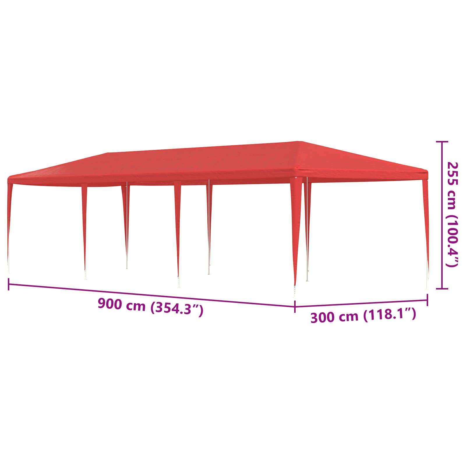 Partyzelt 900 X 300 X 255 Cm Pe Und Stahl