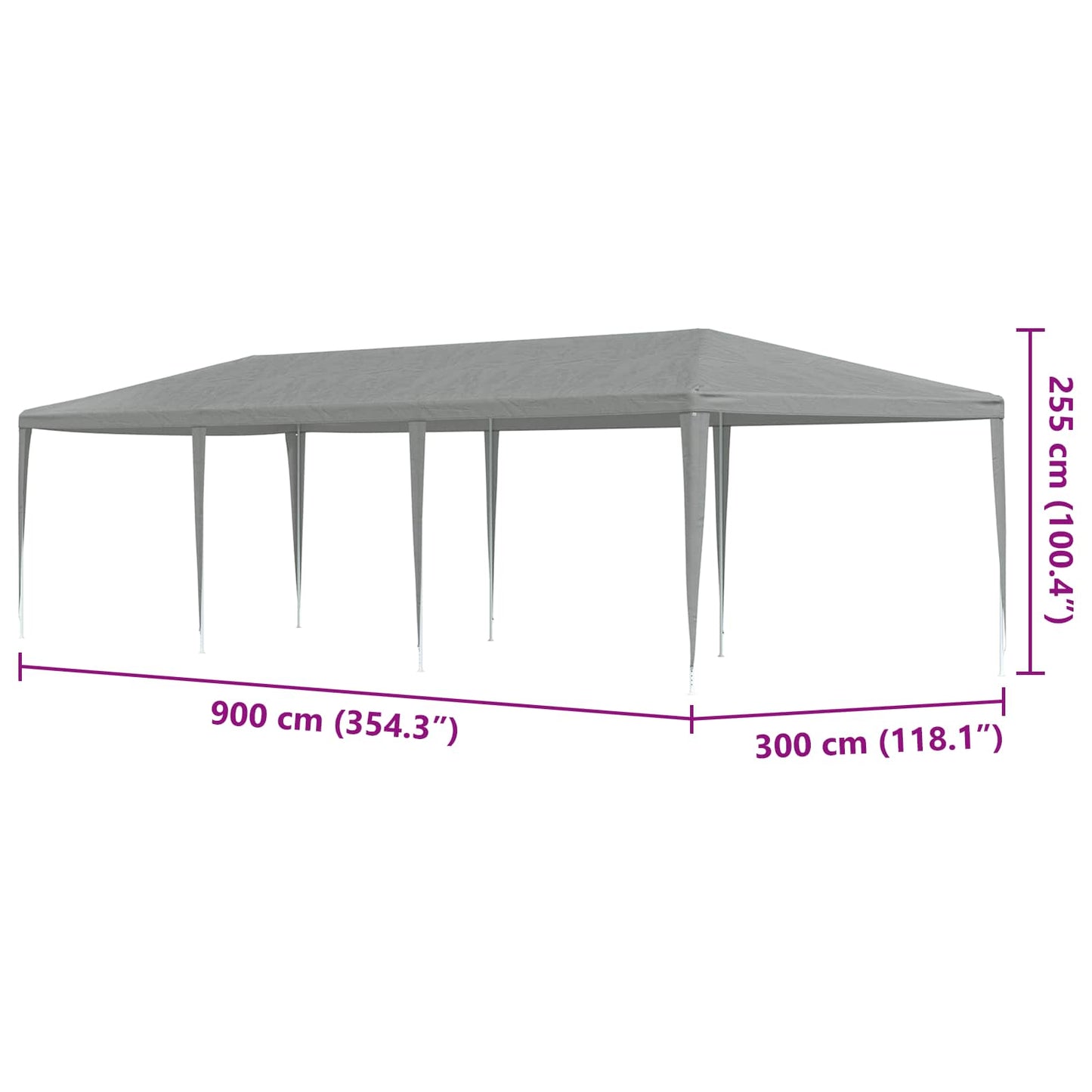 Partyzelt 900 X 300 X 255 Cm Pe Und Stahl