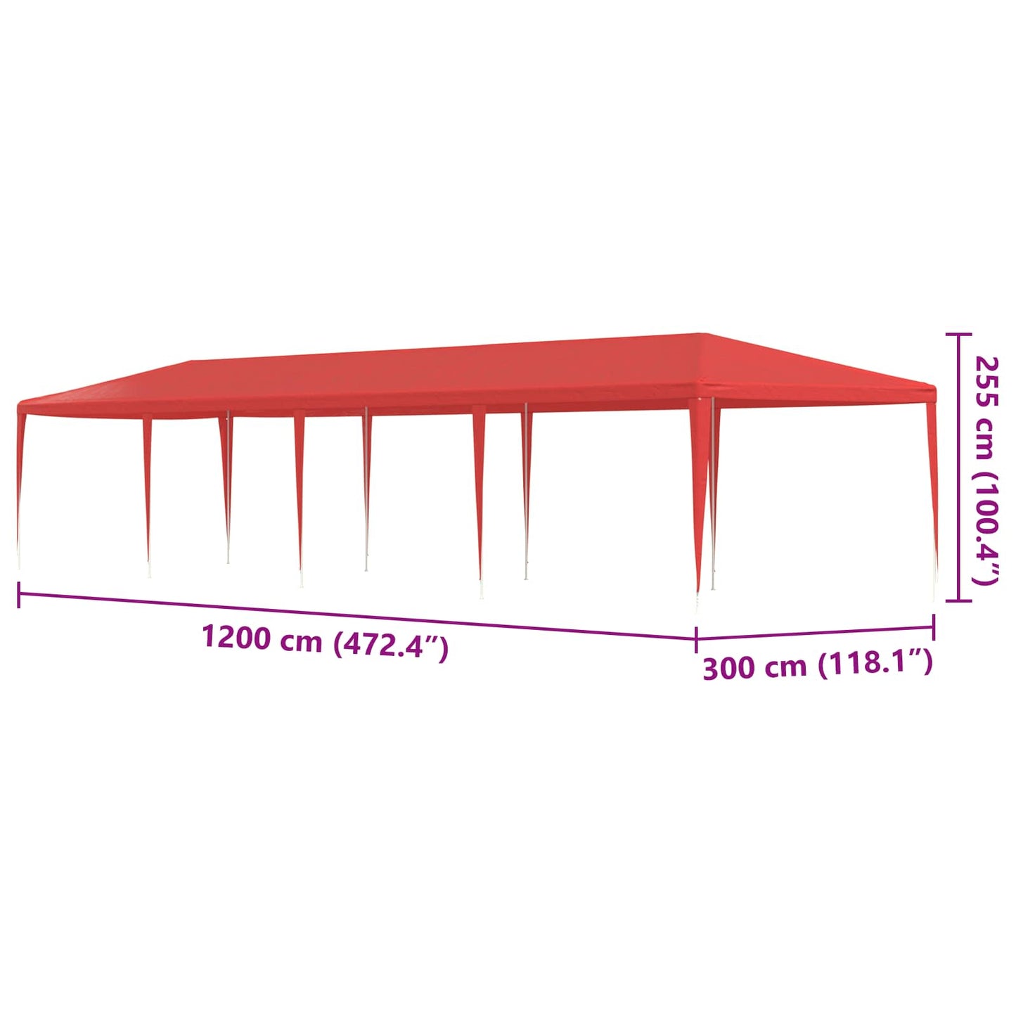 Partyzelt 1200 X 300 X 255 Cm Pe Und Stahl