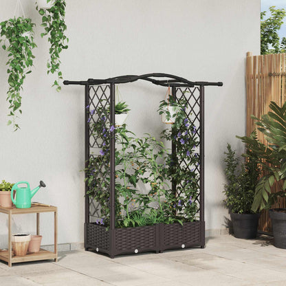 Hochbeet Mit Rankgitter Und Dach 202,5 X 40 X 127 Cm Pp Braun