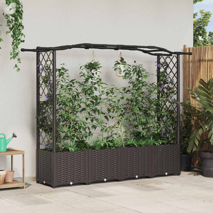 Hochbeet Mit Rankgitter Und Dach 202,5 X 40 X 127 Cm Pp Braun