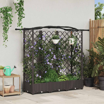 Hochbeet Mit Rankgitter Und Dach 202,5 X 40 X 127 Cm Pp Braun