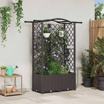 Hochbeet Mit Rankgitter Und Dach 202,5 X 40 X 127 Cm Pp Braun