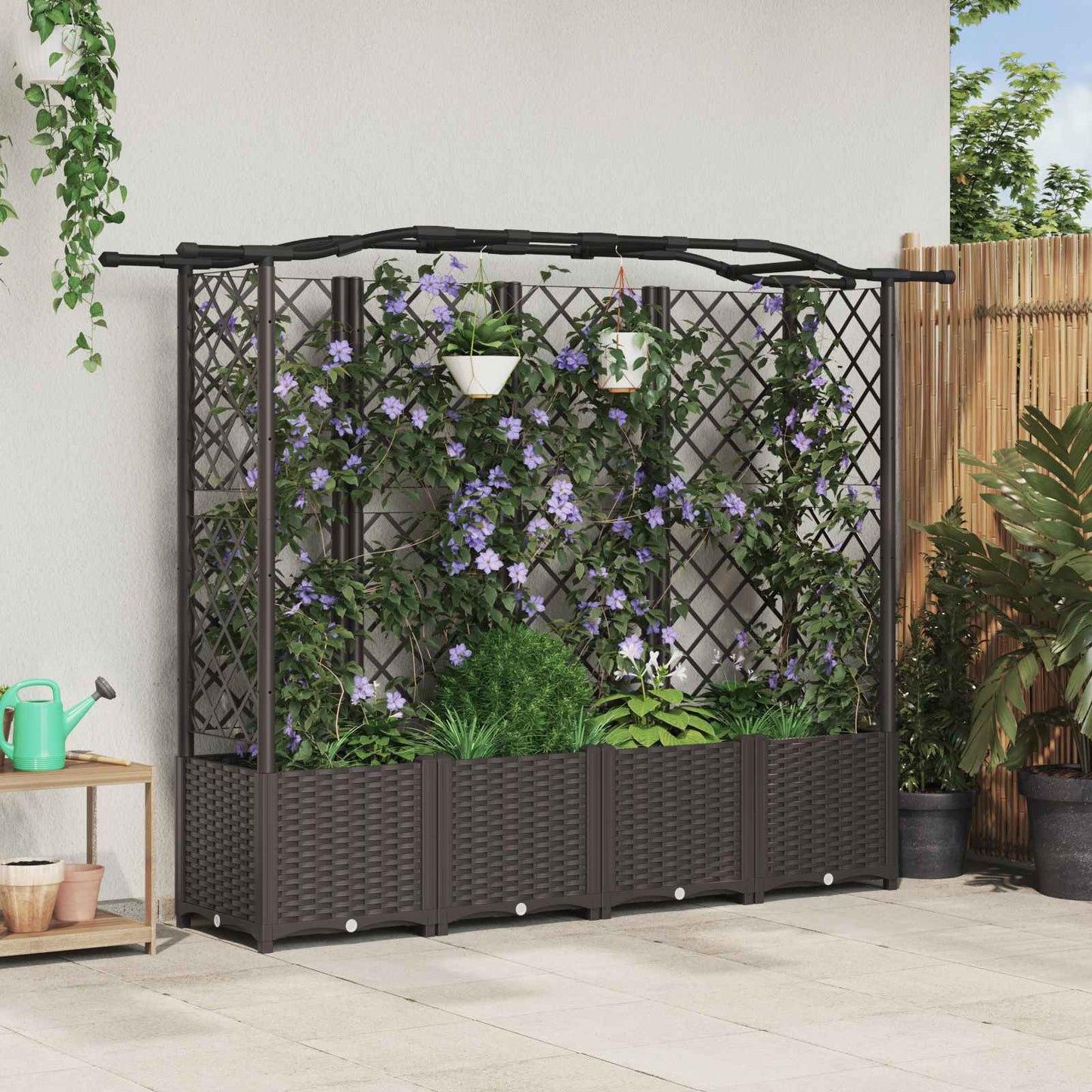 Hochbeet Mit Rankgitter Und Dach 202,5 X 40 X 127 Cm Pp Braun