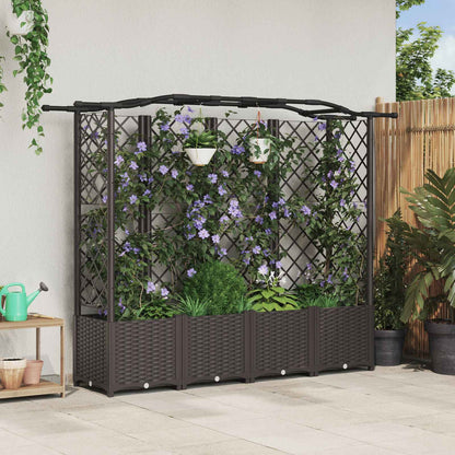 Hochbeet Mit Rankgitter Und Dach 202,5 X 40 X 127 Cm Pp Braun