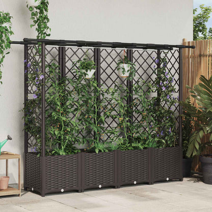 Hochbeet Mit Rankgitter Und Dach 202,5 X 40 X 127 Cm Pp Braun