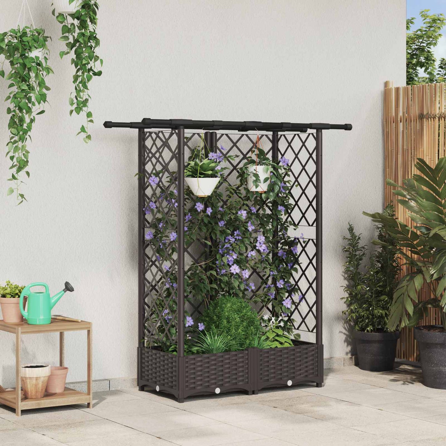 Hochbeet Mit Rankgitter Und Dach 202,5 X 40 X 127 Cm Pp Braun