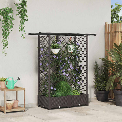 Hochbeet Mit Rankgitter Und Dach 202,5 X 40 X 127 Cm Pp Braun