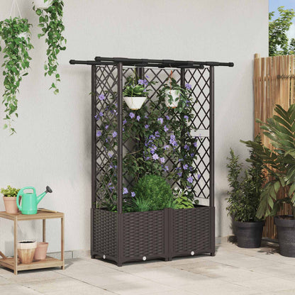 Hochbeet Mit Rankgitter Und Dach 202,5 X 40 X 127 Cm Pp Braun