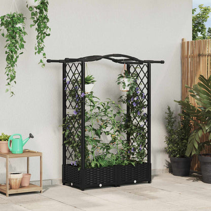 Hochbeet Mit Rankgitter Und Dach 202,5 X 40 X 127 Cm Pp Schwarz