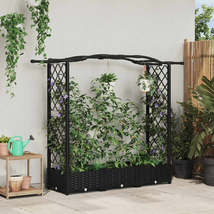 Hochbeet Mit Rankgitter Und Dach 202,5 X 40 X 127 Cm Pp Schwarz
