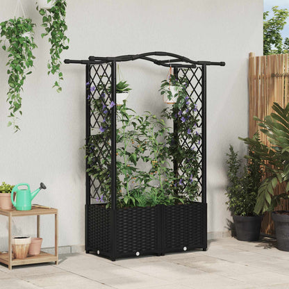Hochbeet Mit Rankgitter Und Dach 202,5 X 40 X 127 Cm Pp Schwarz