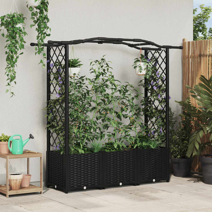 Hochbeet Mit Rankgitter Und Dach 202,5 X 40 X 127 Cm Pp Schwarz