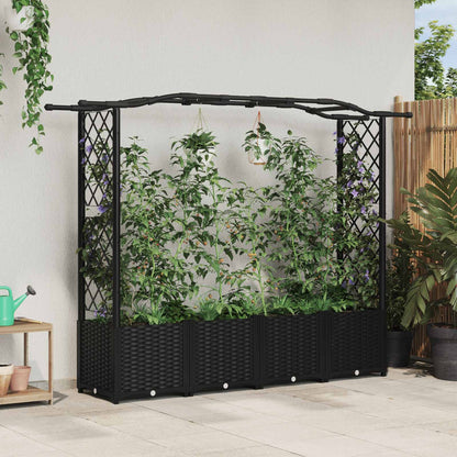 Hochbeet Mit Rankgitter Und Dach 202,5 X 40 X 127 Cm Pp Schwarz