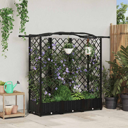 Hochbeet Mit Rankgitter Und Dach 202,5 X 40 X 127 Cm Pp Schwarz