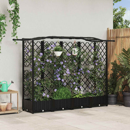 Hochbeet Mit Rankgitter Und Dach 202,5 X 40 X 127 Cm Pp Schwarz