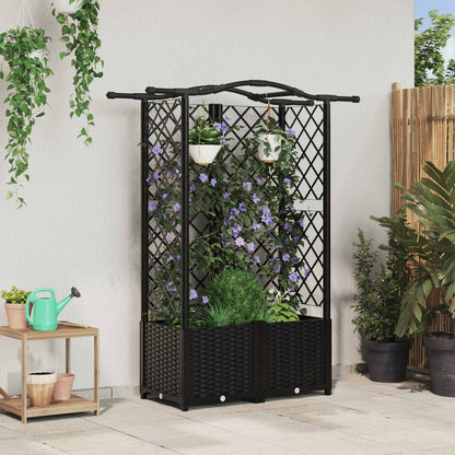 Hochbeet Mit Rankgitter Und Dach 202,5 X 40 X 127 Cm Pp Schwarz