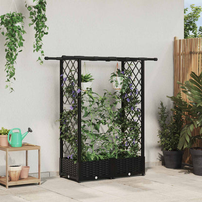 Hochbeet Mit Rankgitter Und Dach 202,5 X 40 X 127 Cm Pp Schwarz