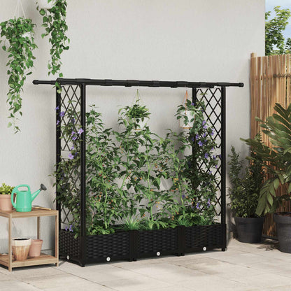 Hochbeet Mit Rankgitter Und Dach 202,5 X 40 X 127 Cm Pp Schwarz