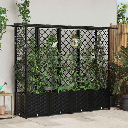 Hochbeet Mit Rankgitter Und Dach 202,5 X 40 X 127 Cm Pp Schwarz