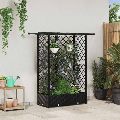 Hochbeet Mit Rankgitter Und Dach 202,5 X 40 X 127 Cm Pp Schwarz