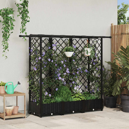 Hochbeet Mit Rankgitter Und Dach 202,5 X 40 X 127 Cm Pp Schwarz