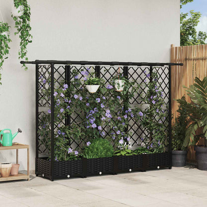 Hochbeet Mit Rankgitter Und Dach 202,5 X 40 X 127 Cm Pp Schwarz