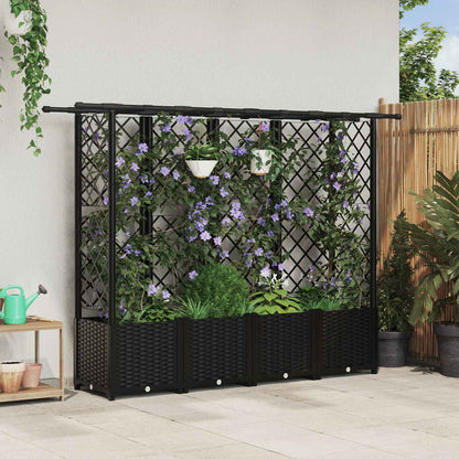 Hochbeet Mit Rankgitter Und Dach 202,5 X 40 X 127 Cm Pp Schwarz