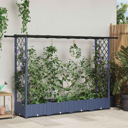 Hochbeet Mit Rankgitter Und Dach 202,5 X 40 X 127 Cm Pp Grau