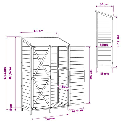 Gartenschuppen 106 X 56 X 176,5 Cm Massivholz Aus Fichte