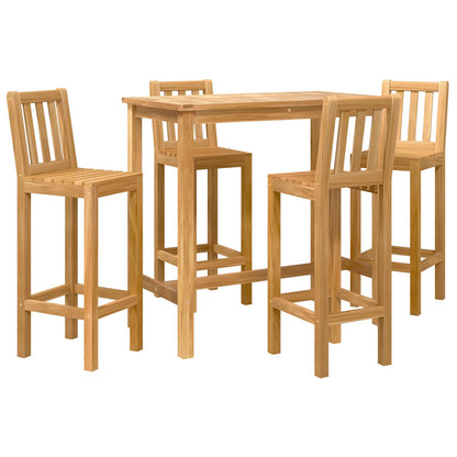 Outdoor Bar Set 5 Pcs Unbehandelt Massivholz Teak