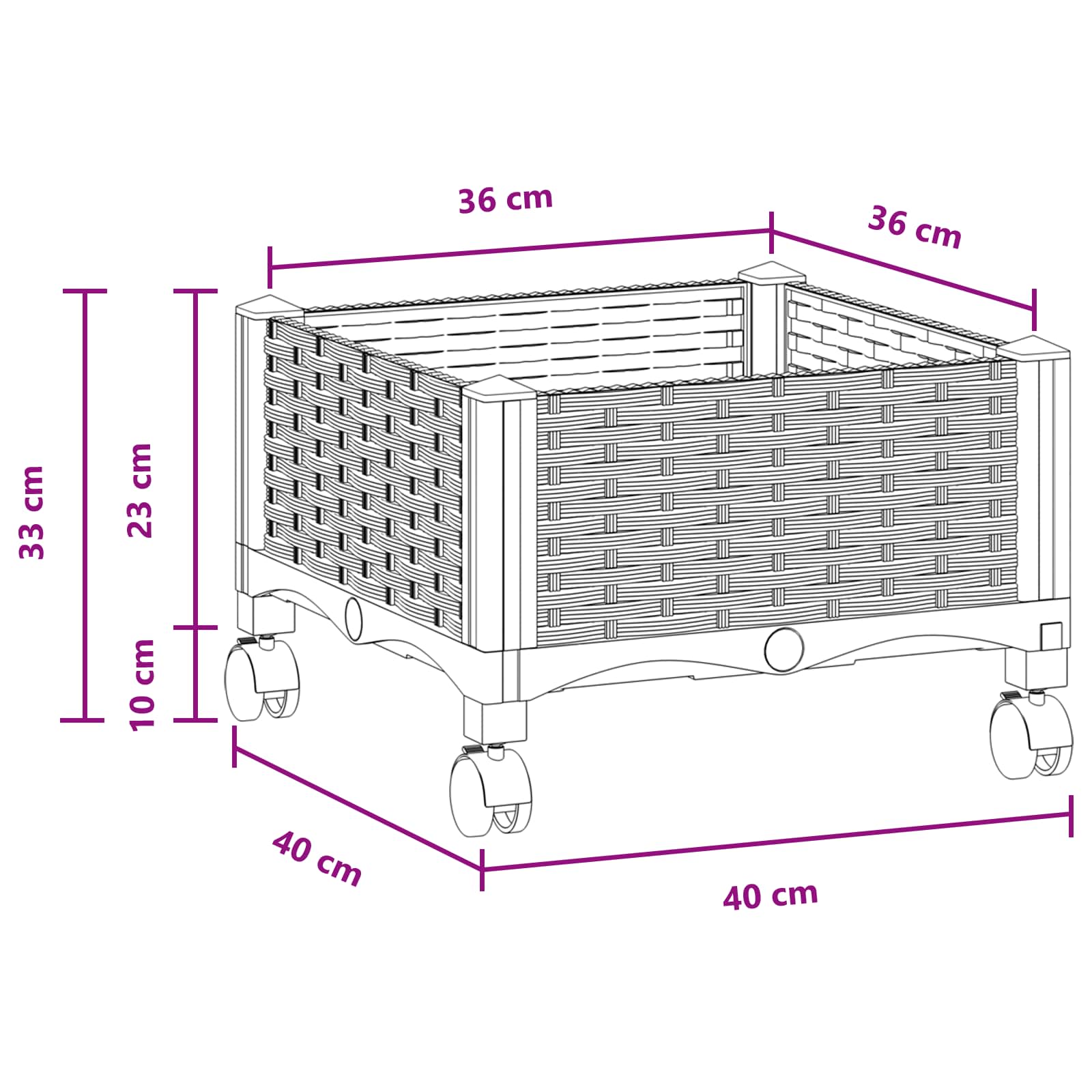 Gartenpflanzer 40 X 40 X 29 Cm Pp Braun