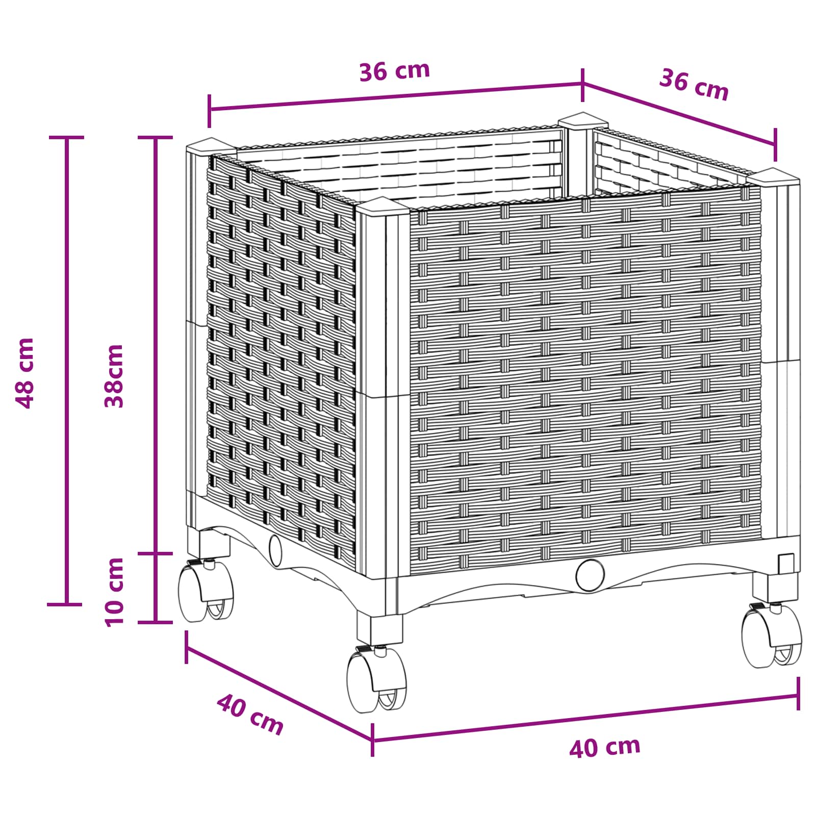 Gartenpflanzer 40 X 40 X 44 Cm Pp Braun