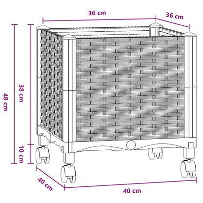 Gartenpflanzer 40 X 40 X 48 Cm Pp Blaugrau