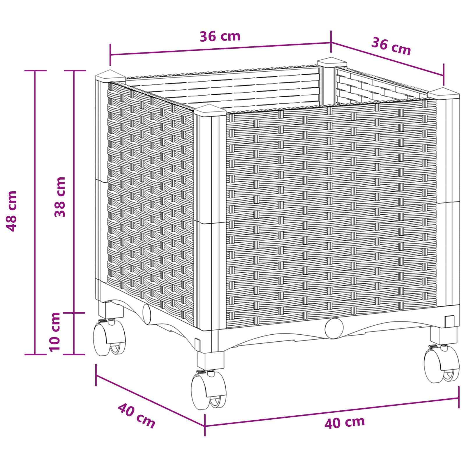 Gartenpflanzer 40 X 40 X 48 Cm Pp Weiß