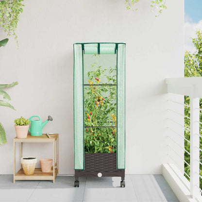 Hochbeet Mit Gewächshaus-Aufsatz Rattan-Optik