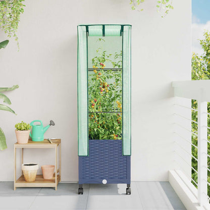 Hochbeet Mit Gewächshaus-Aufsatz Rattan-Optik