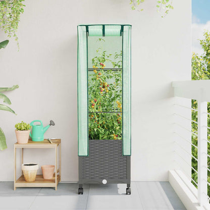 Hochbeet Mit Gewächshaus-Aufsatz Rattan-Optik