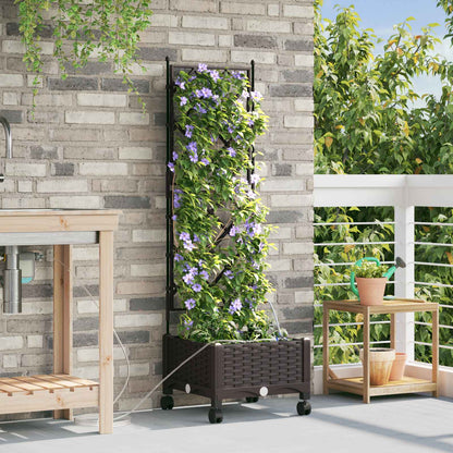 Garten Blumenkübel Mit Bewässerung Und Rädern Braun Pp