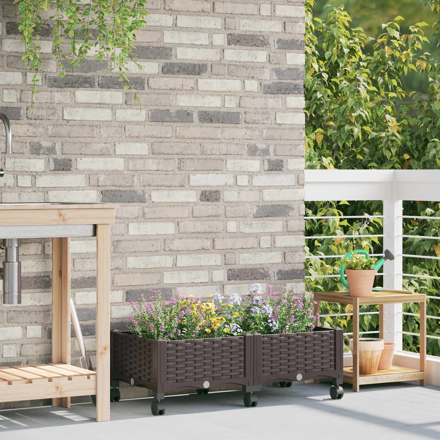 Gartenpflanzer 80 X 40 X 29 Cm Pp Braun