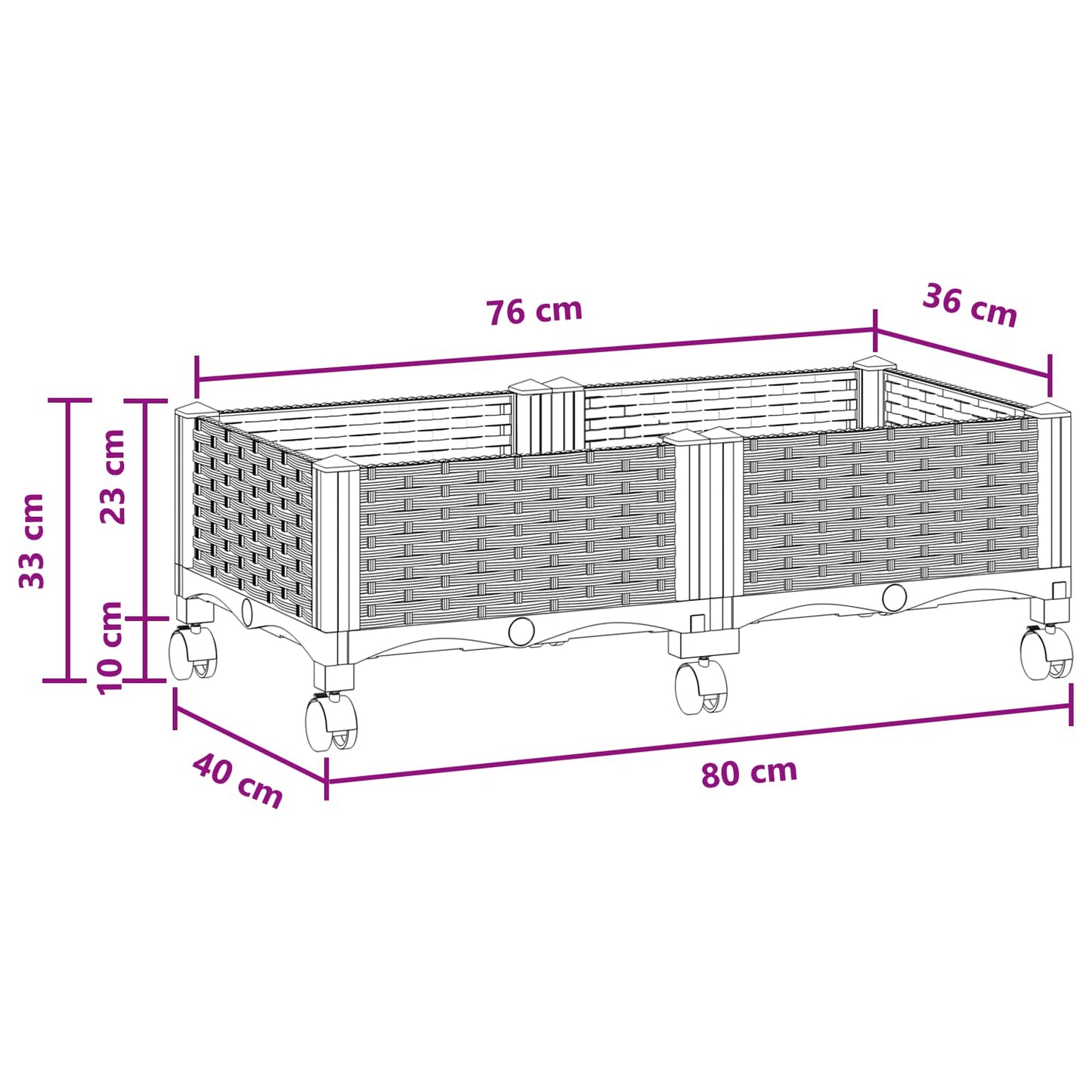 Gartenpflanzer 80 X 40 X 29 Cm Pp Braun