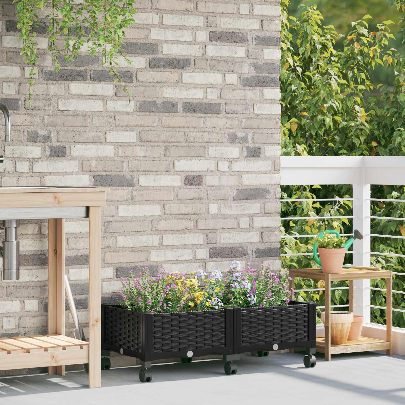 Gartenpflanzer 80 X 40 X 29 Cm Pp Schwarz