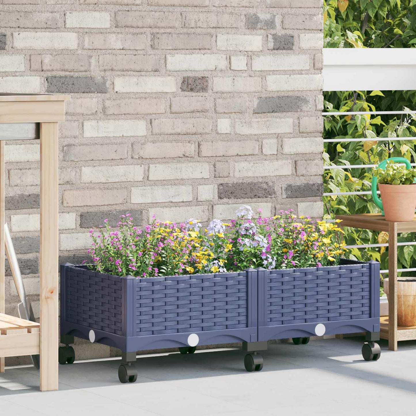 Gartenpflanzer 80 X 40 X 33 Cm Pp Blaugrau