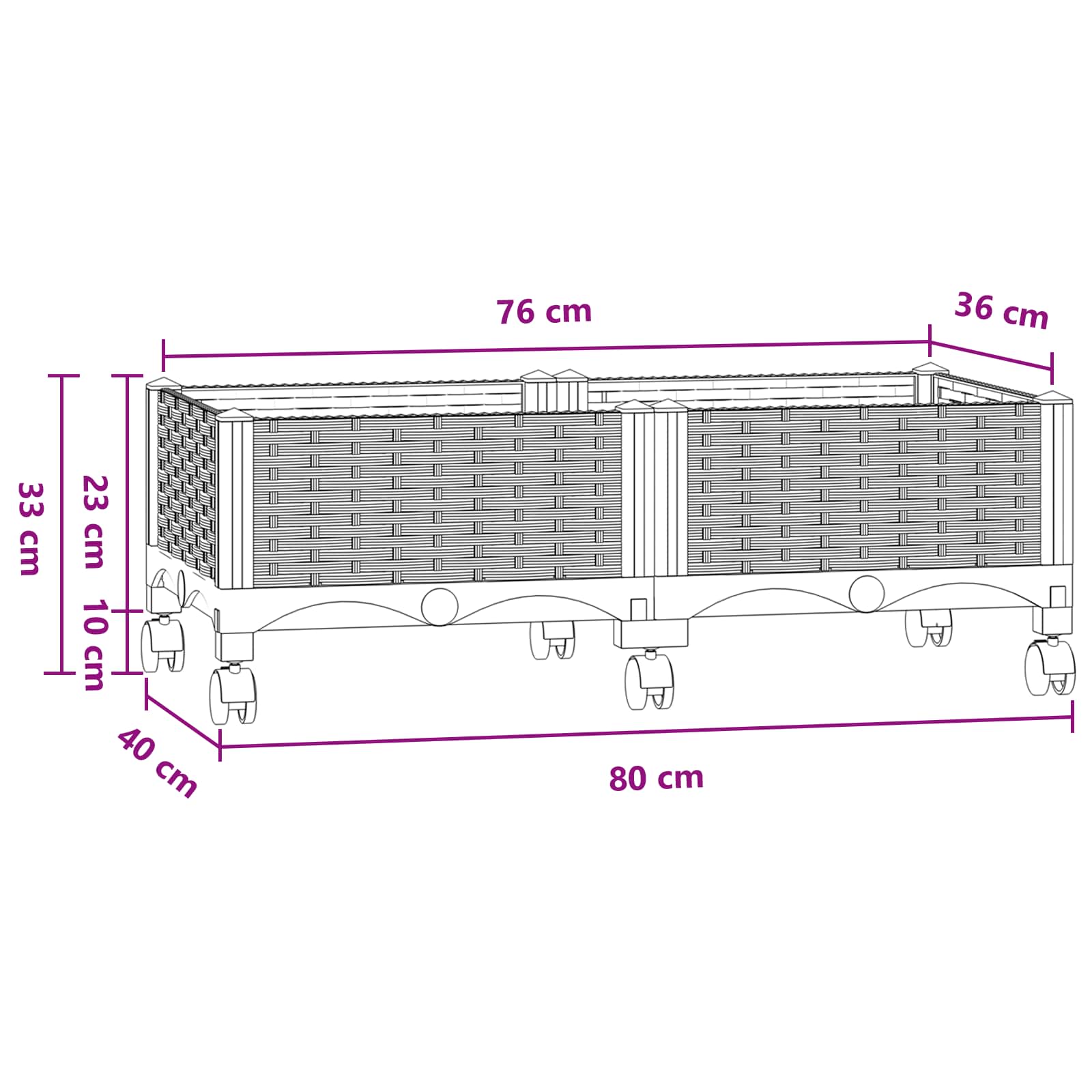Gartenpflanzer 80 X 40 X 33 Cm Pp Blaugrau